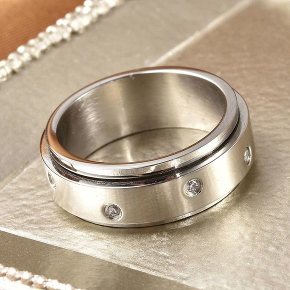 Austrian Crystal Spinner Ring Size 7 - Picture 2 of 4